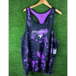 New Under Armour Mens Purple Tank Top Print Mesh Do Not Go Gentle Size xl